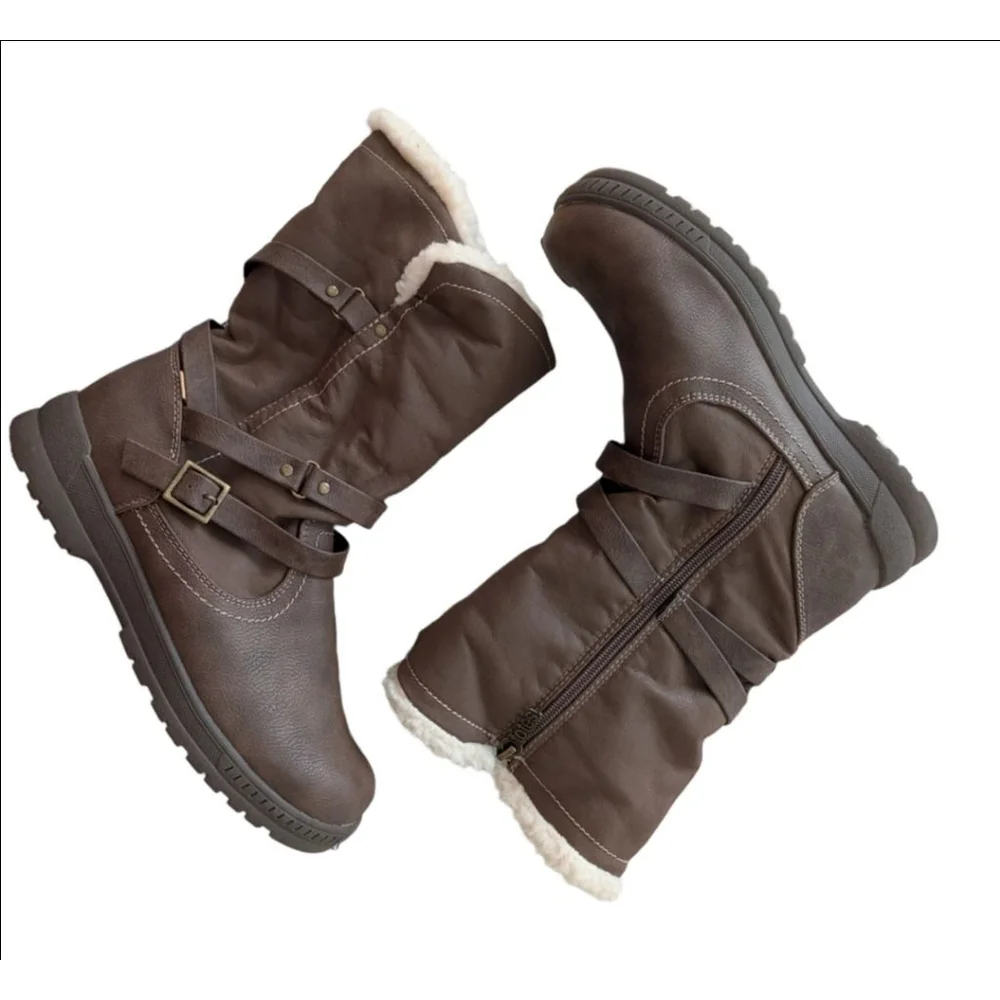 Women's Totes Brown Faux Fur Lined Winter Boots Size 8